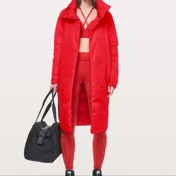 lululemon athletica Jackets & Blazers - RARE Lululemon Shiwa Long Puff Fiery Red MSRP $598